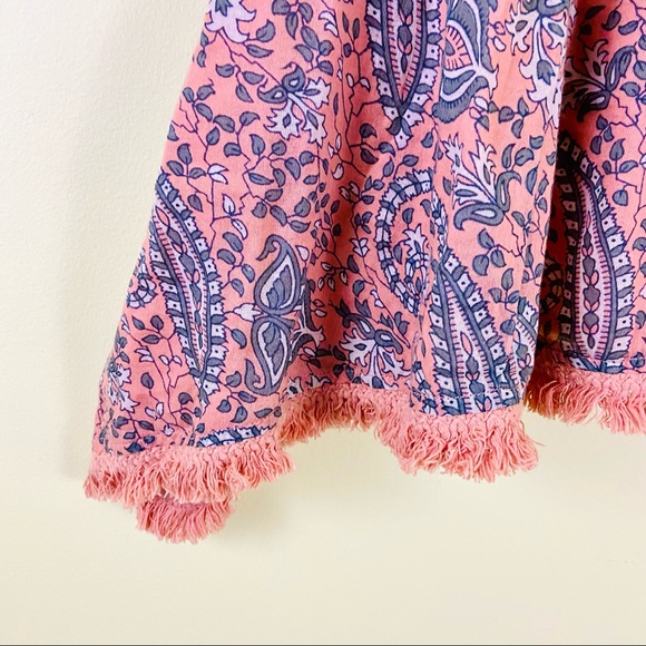 ANTHROPOLOGIE LILKA Coral/Pink Fringe Boho Swing Cami Tank Top - Picture 5 of 11
